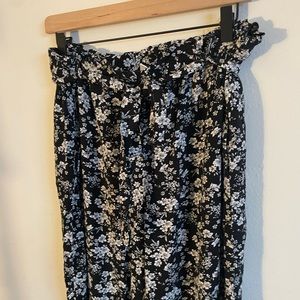 floral paper bag pants